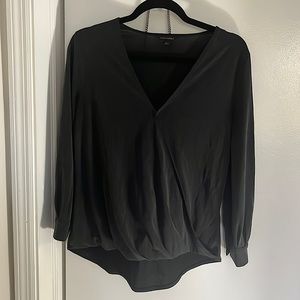 Dark Gray Banana Republic Crossover Long Sleeve Blouse - Size S